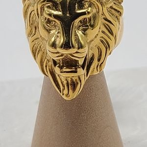 Men's Stainless Steel 18k Gold Filled Lion Head Ring